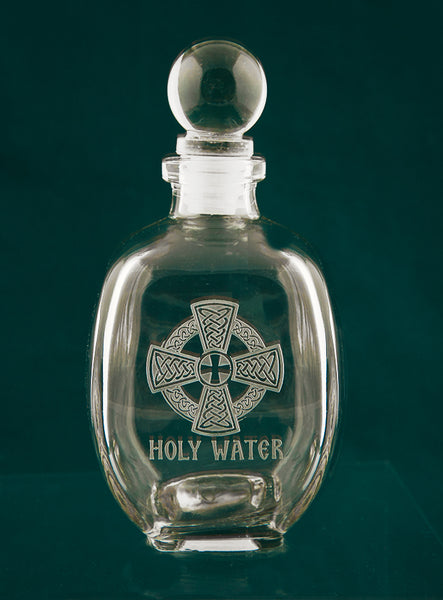 Antique Holy Water Embossed WIth Cross Clear Glass Bottle 4